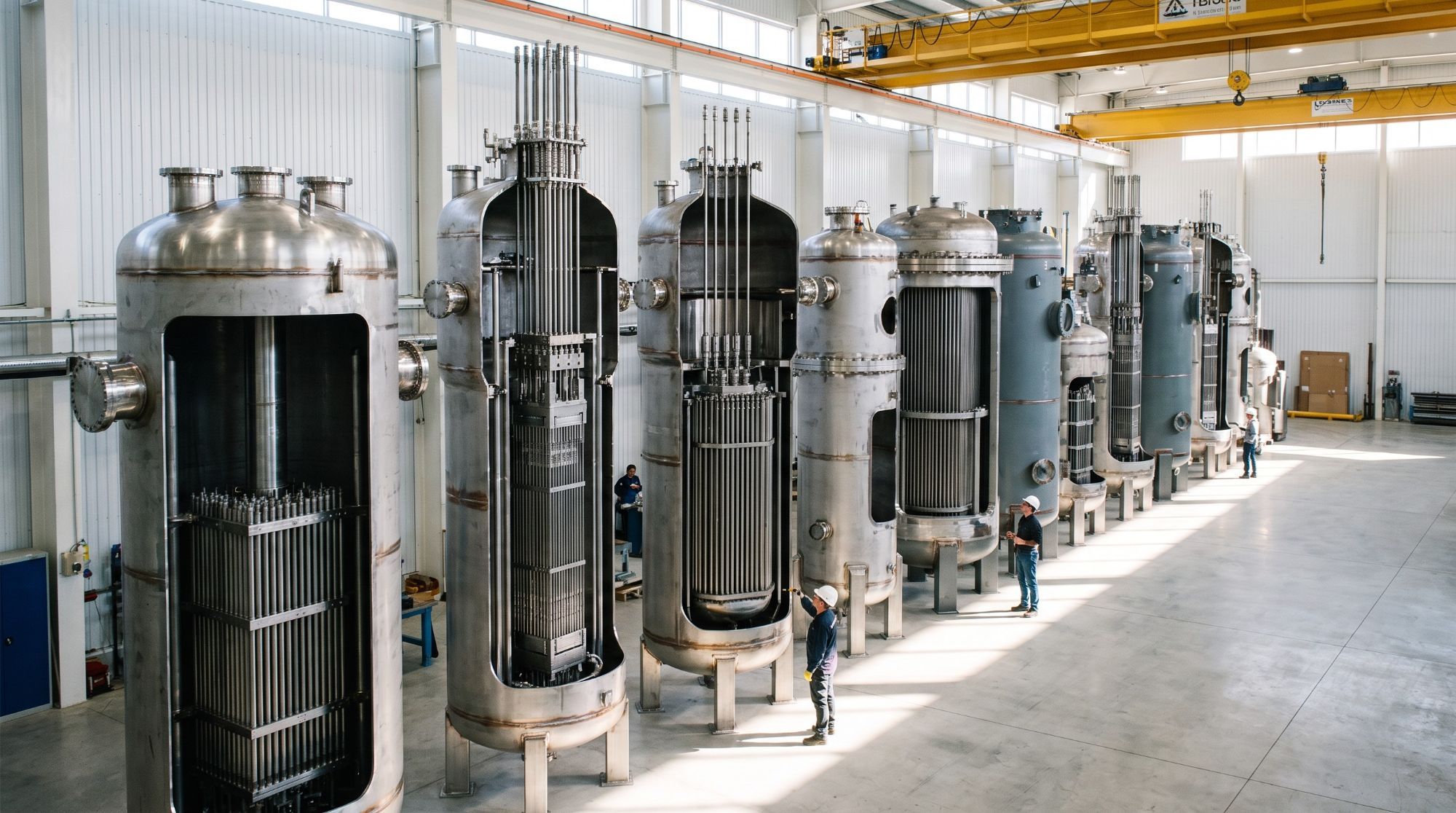 Concept render of a factory hall where large reactor components are fabricated